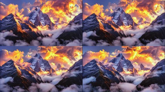 四姑娘山火烧云