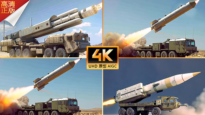 导弹车 导弹打击目标 导弹瞄准 导弹发射