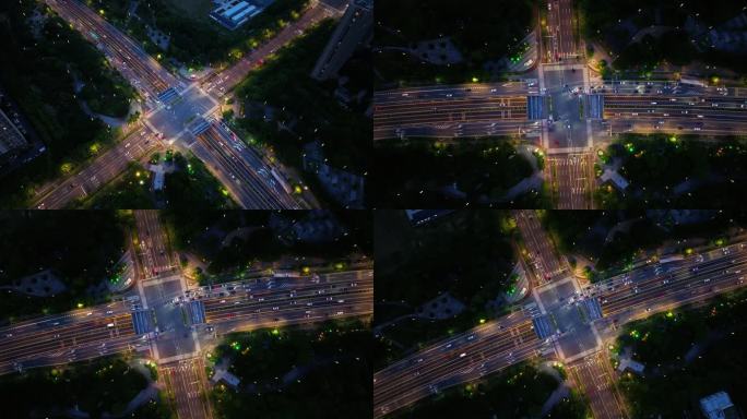 夜晚十字路口5k航拍
