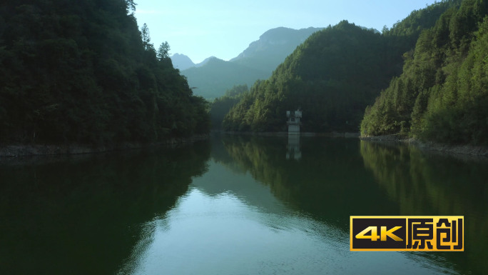 4K航拍水库 自然风光