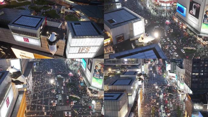 成都市国际金融中心ifs夜景爬楼大熊猫步