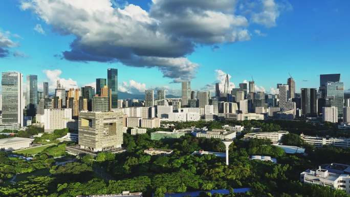 航拍深圳科技园500强企业深圳大学