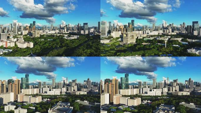 航拍深圳科技园500强企业深圳大学