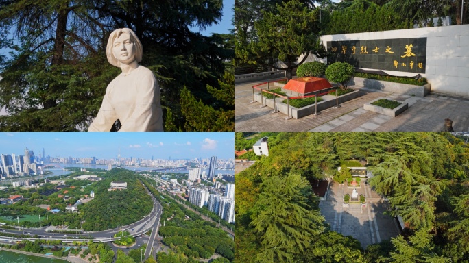 向警予烈士陵园雕像特写龟山航拍