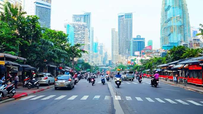 印度尼西亚雅加达街景航拍延时合集