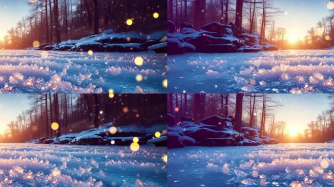 8K冬日暖阳下晶莹闪烁的冰晶世界超宽屏
