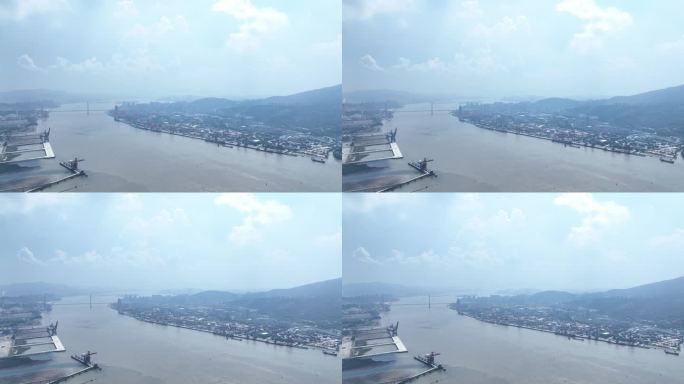 福州青洲集装箱码头航拍闽江马尾港码头港口