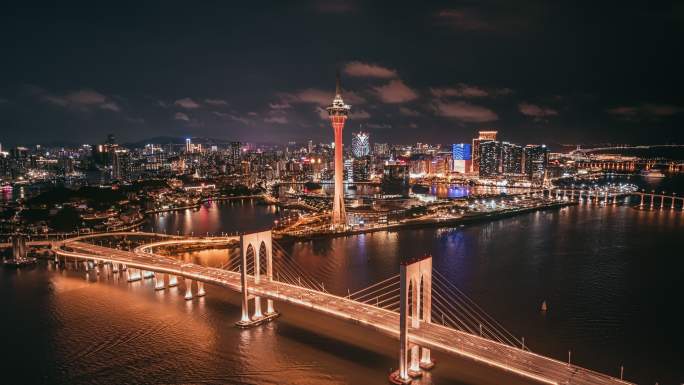 【4K】2024最新航拍澳门夜景延时合集
