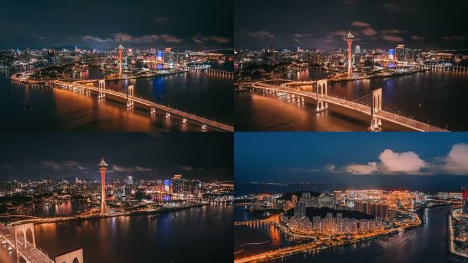 【4K】2024最新航拍澳门夜景延时合集