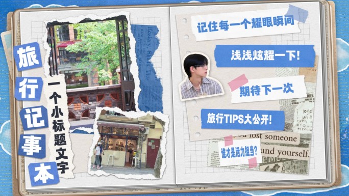 创意拼贴翻书动画片头：旅行记事本