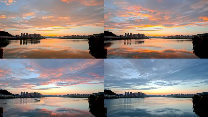 南部县红岩子湖晚霞延时三桥