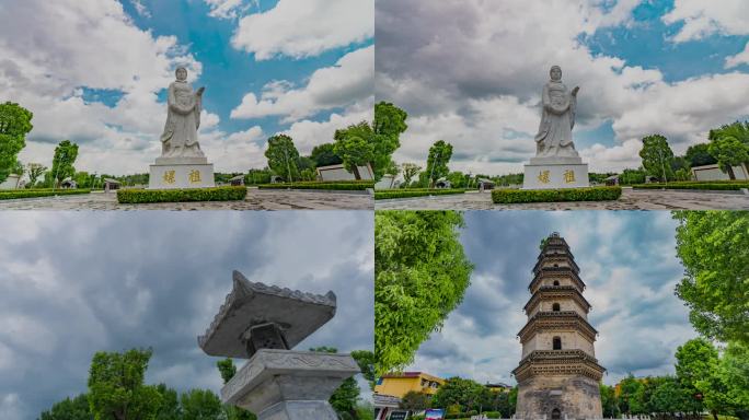 西平地标延时 嫘祖像 宝严寺塔