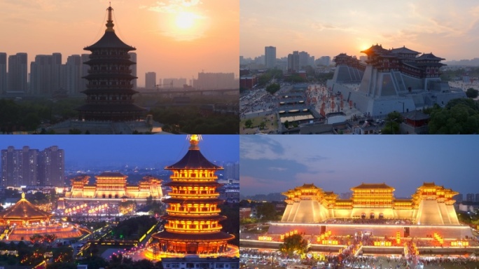 洛阳城市航拍延时夜景