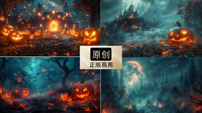 万圣节片头素材 南瓜恐怖森林穿梭