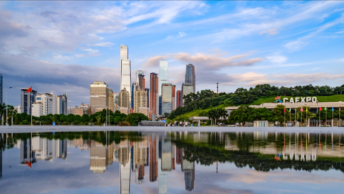 南宁东盟商务区商业中心城市地标高楼延时