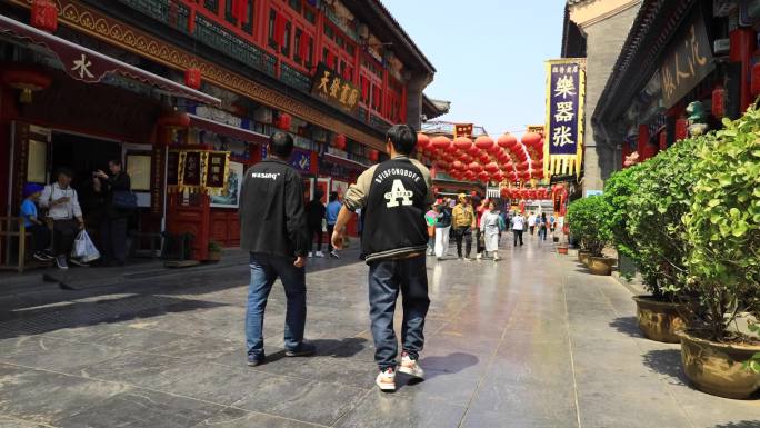 天津古文化街街景延时摄影