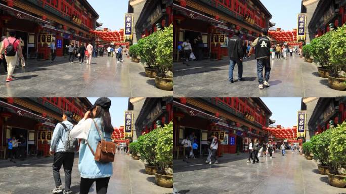天津古文化街街景延时摄影