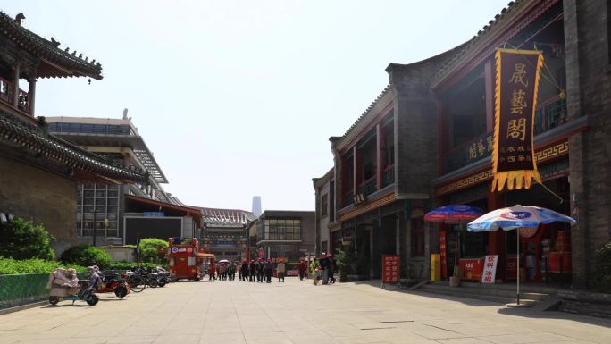 天津古文化街街景延时摄影