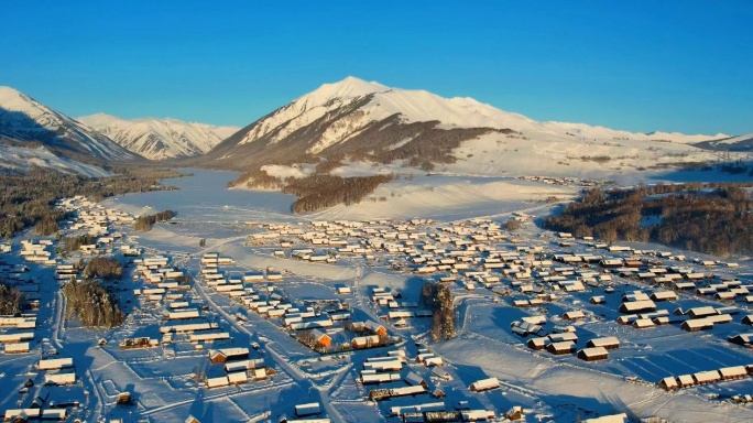 4k新疆阿勒泰喀纳斯禾木冬天冬季雪景合集