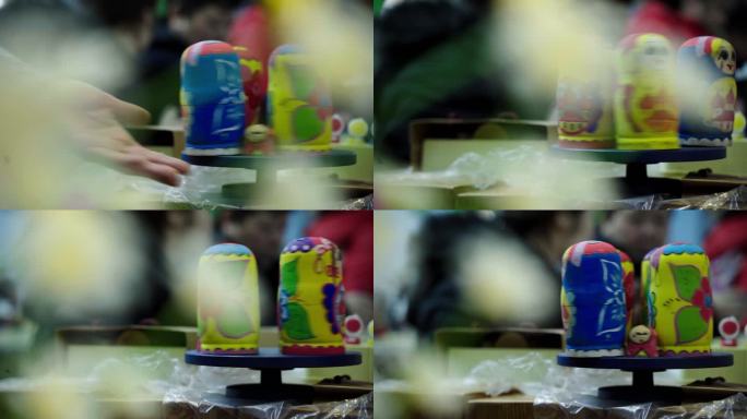 俄罗斯套娃唯美特写手工艺术工艺品