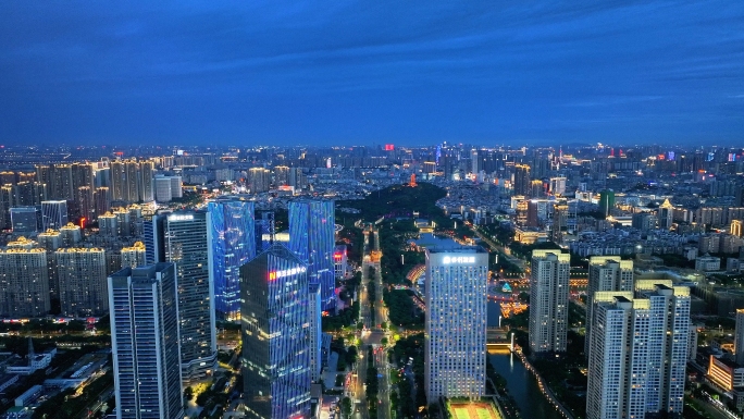 南海千灯湖夜景 高空大景俯拍