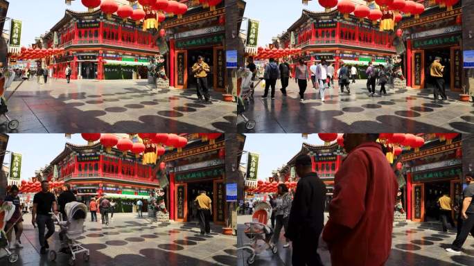 天津古文化街街景延时摄影