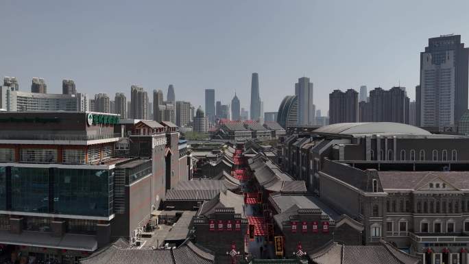 天津古文化街街景航拍摄影