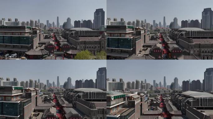 天津古文化街街景航拍摄影