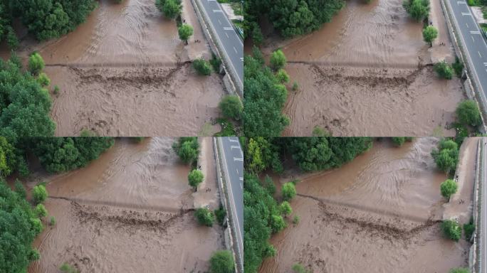 【航拍】暴雨后洪水 山洪  泥石流