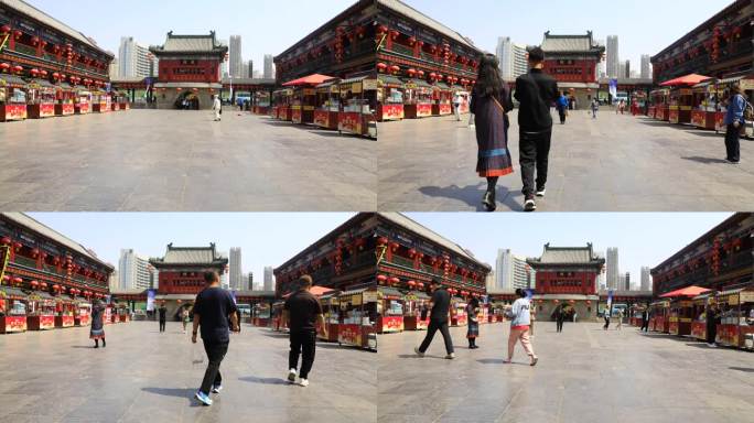 天津古文化街街景延时摄影