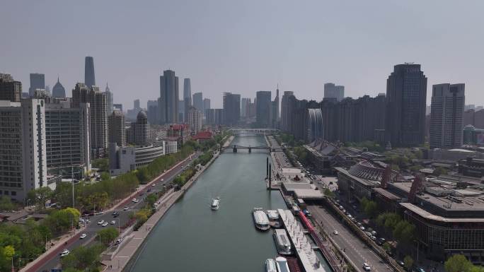 天津海河城市风光航拍