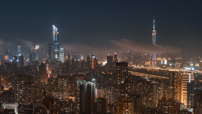 暴雨后的珠江新城夜景