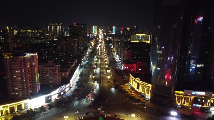 商丘城市夜景风光航拍高清素材