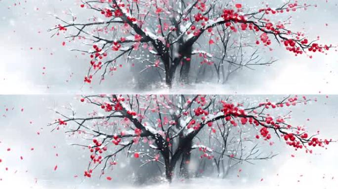 【8K正版素材】古风宽屏背景中国风雪景