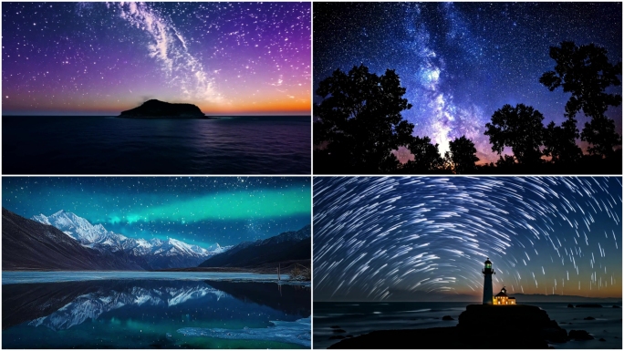 星空延时银河星轨北极光流星雨星辰大海星星