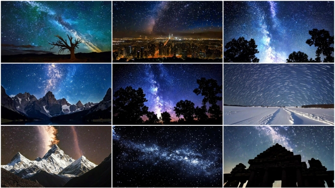 星空延时银河星轨北极光流星雨星辰大海星星