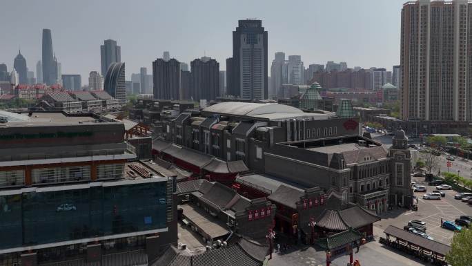 天津古文化街街景航拍摄影