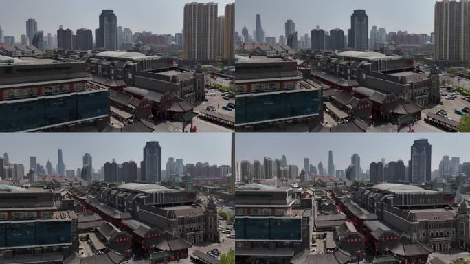 天津古文化街街景航拍摄影