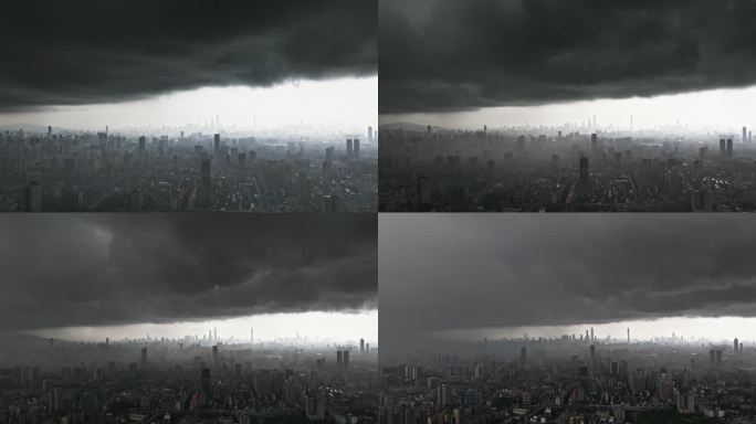 广州大范围台风乌云暴雨天气