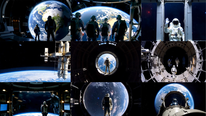 宇航员登上空间站太空探索
