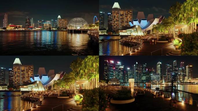 新加坡城市夜景延时拍摄4K