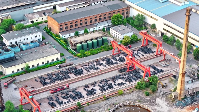 钢铁厂莱钢泰山钢铁航拍