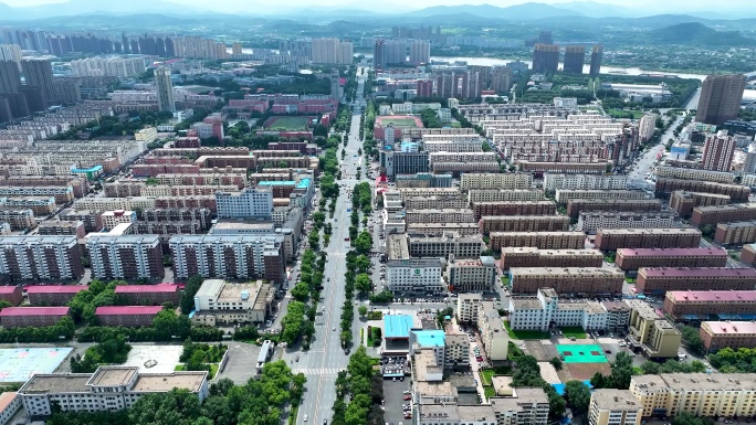 吉林市城市风光市区建筑夏季松花江航拍