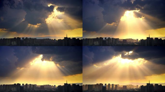 呼和浩特城市延时乌云转晴