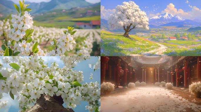 古树梨花 唯美梨花 梨花