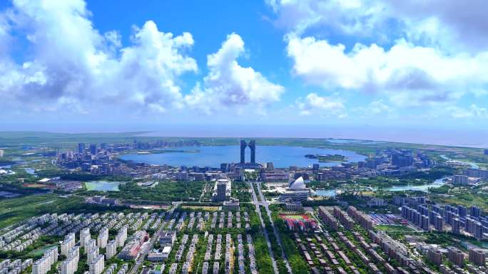 航拍上海 临港新片区 滴水湖航拍 全景