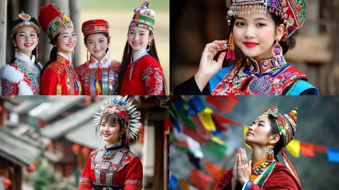 少数民族少女笑脸 民族团结 民俗文化