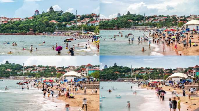 青岛一浴人多延时拍摄