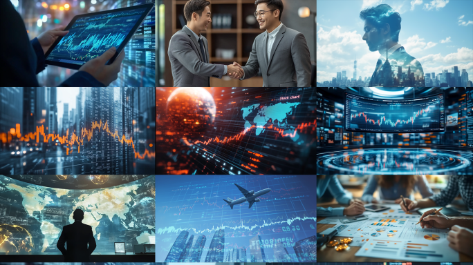 金融股票商务合作人士投资K线图
