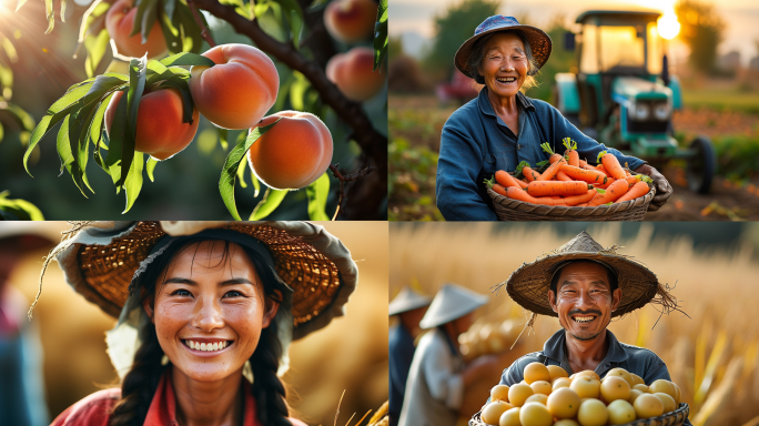 农民丰收 农民笑脸 合集乡村振兴